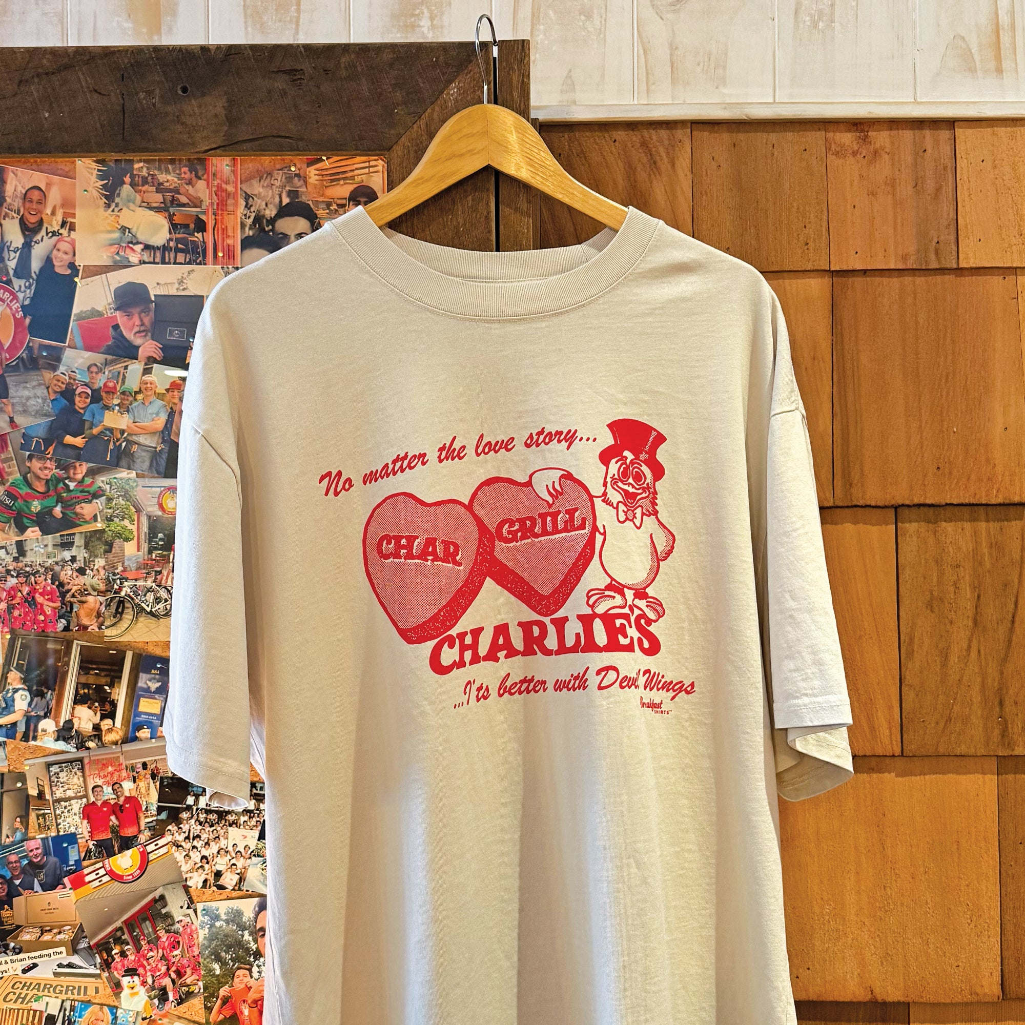 Chargrill Charlie’s x Breakfast Shirts Mostly Love for Devil Wings Tee